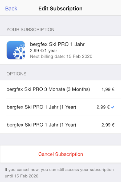 App Store - Manage Subscriptions